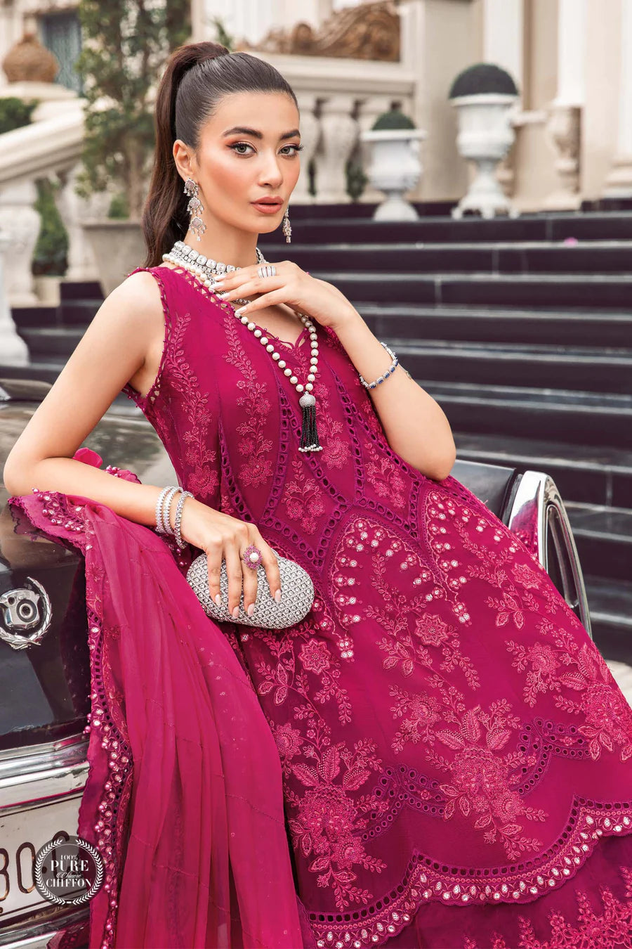 Stitched Chiffon | MPC-23-107 Magenta Pink