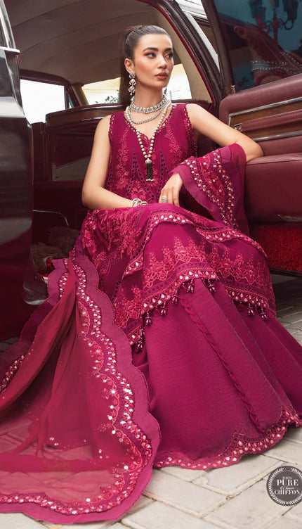 Stitched Chiffon | MPC-23-107 Magenta Pink