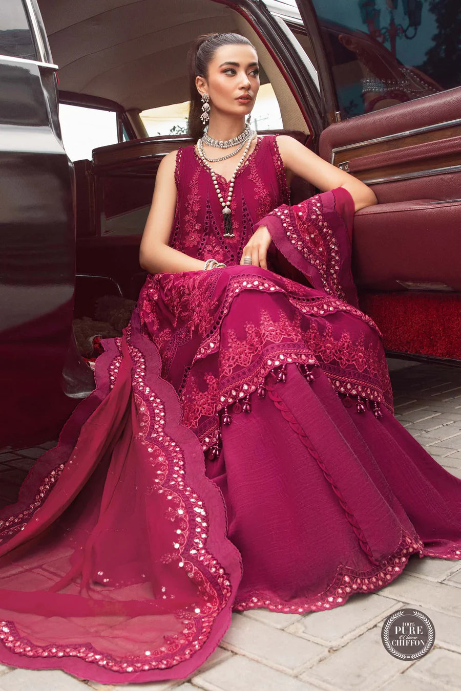 Stitched Chiffon | MPC-23-107 Magenta Pink