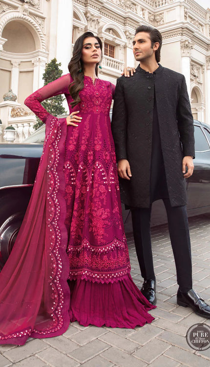 Stitched Chiffon | MPC-23-107 Magenta Pink