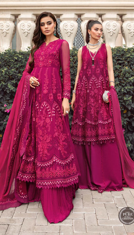 Stitched Chiffon | MPC-23-107 Magenta Pink