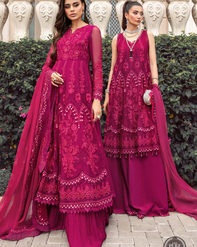 Stitched Chiffon | MPC-23-107 Magenta Pink