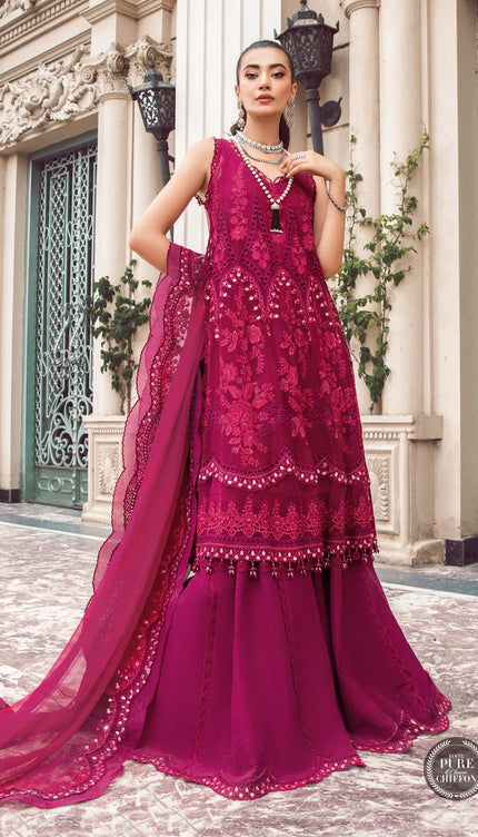 Stitched Chiffon | MPC-23-107 Magenta Pink