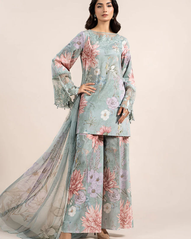 3 Piece Printed Cambric Suit | MPS-2306-A