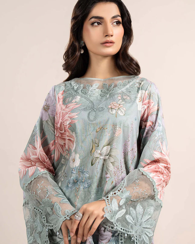 3 Piece Printed Cambric Suit | MPS-2306-A