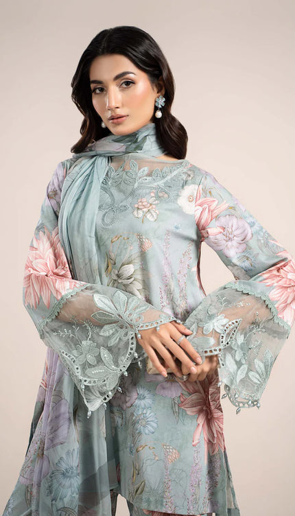 3 Piece Printed Cambric Suit | MPS-2306-A