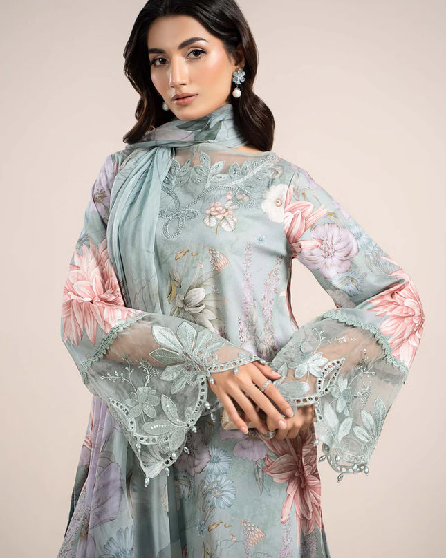 3 Piece Printed Cambric Suit | MPS-2306-A