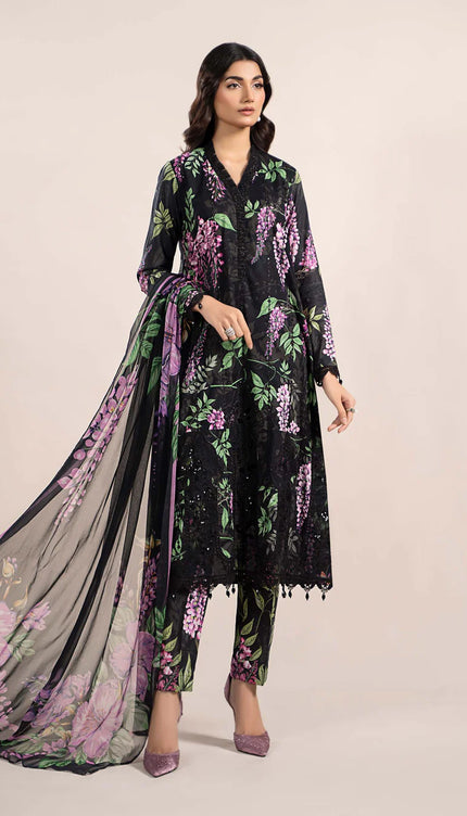 3 Piece Printed Cambric Suit | MPS-2301-B