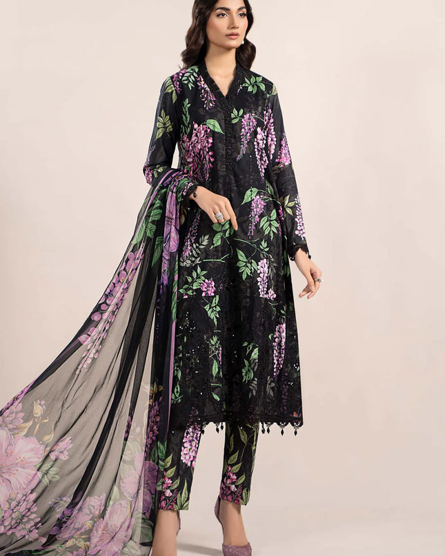 3 Piece Printed Cambric Suit | MPS-2301-B