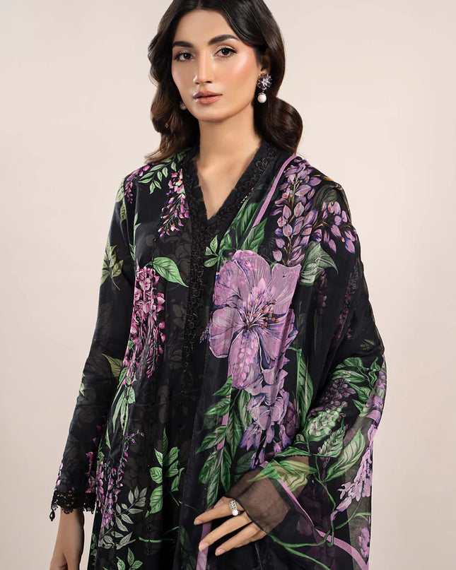3 Piece Printed Cambric Suit | MPS-2301-B
