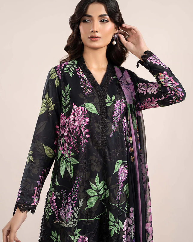3 Piece Printed Cambric Suit | MPS-2301-B